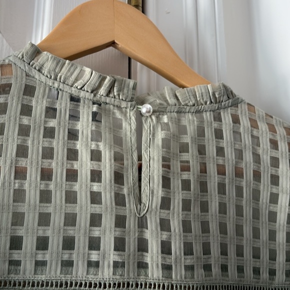 NWT Sedge Dress Celery Green Puff Sleeves Silk / Cotton Luxury Boutique Small - Picture 8 of 11